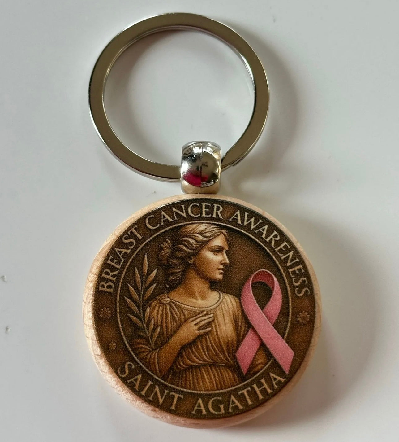Saint Agatha - Breast Cancer Awareness Keychain